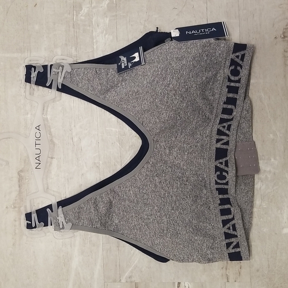 💕NAUTICA💕 Logo Bralettes (2 Pack) ~ Navy Blue   & Gray Medium M NWT - Picture 1 of 9